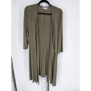 Ahlaray Womens Sz L Lightweight Long Sleeve Knee Length Cardigan Sweater Olive